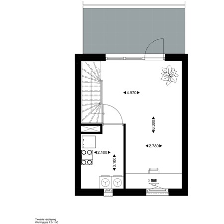 Floorplan - Rozenstraat Bouwnummer F.008, 5014 AJ Tilburg